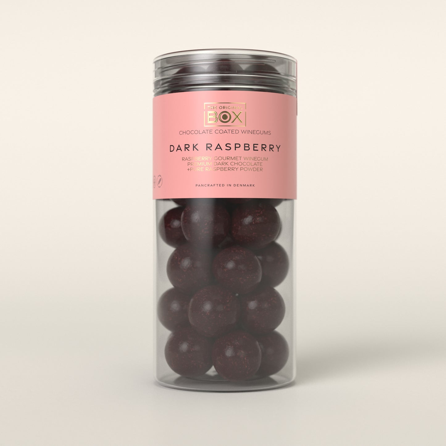 TUBE BOX 4 - RASPBERRY WINEGUM + PREMIUM DARK CHOCOLATE + PURE RASPBERRY POWDER - 100% VEGAN